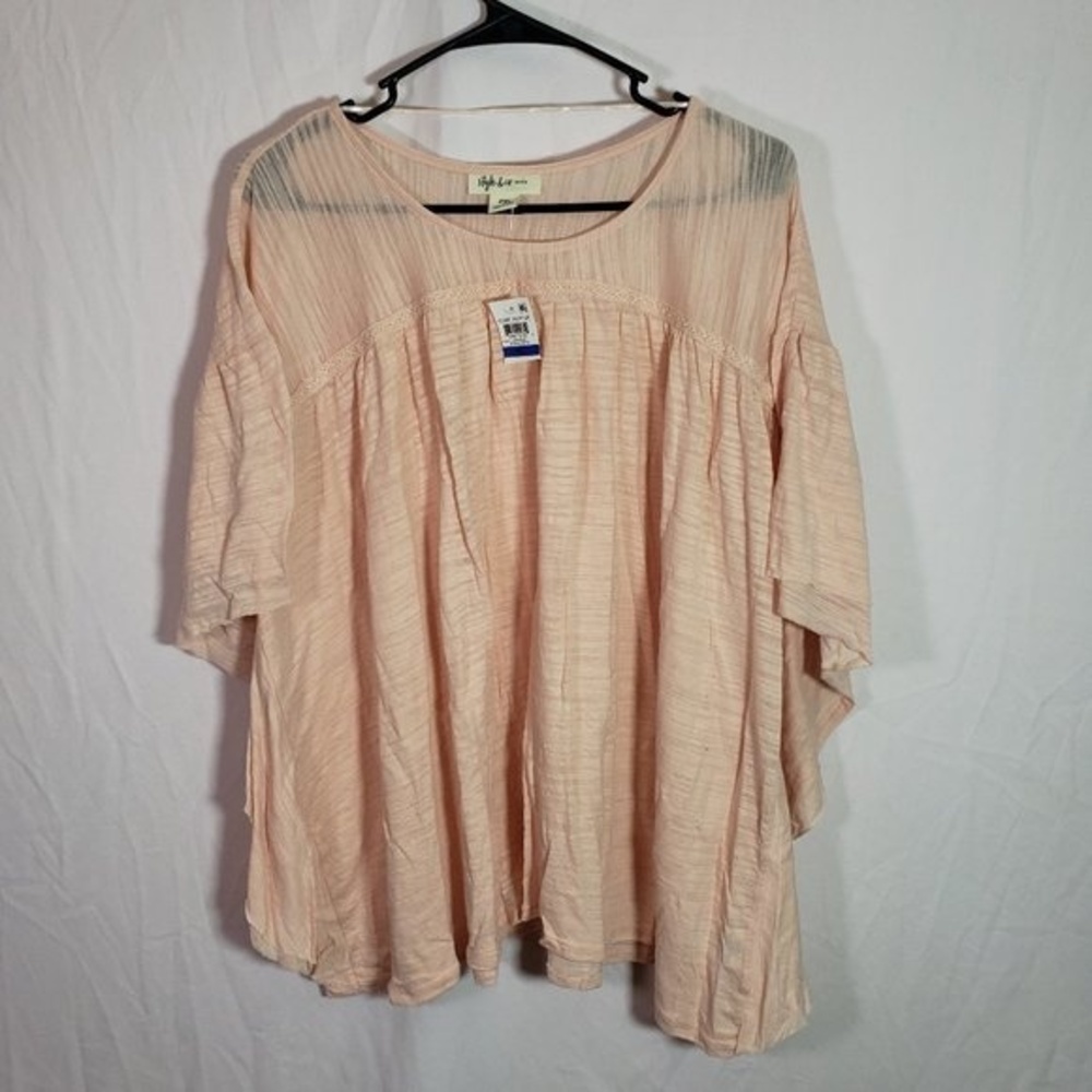 Style & Co Petite XL Crushed Petal Print Top Casual Everyday Shirt